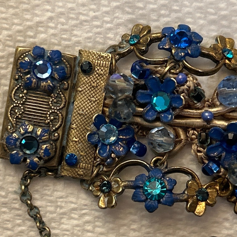 Michal Negrin Blue and Gold Floral Bracelet - Picture 5 of 13